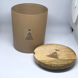 Vela de vidrio vacía, recipiente con tapa de madera, color azul mate, esmerilado, logotipo personalizado - Product Image 3