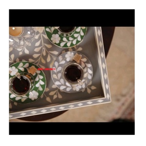 MOTHER OF PEARL WOOD CRAFT ถาดรองแก้ว,จานและจานสำหรับตกแต่งบ้านให้เป็นของขวัญวันอ่าวไทยของตกแต่งรอมฎอน - Product Image 1