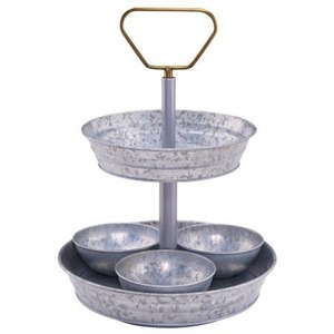 โต๊ะโลหะเหล็กยืนเค้กเสิร์ฟสำหรับงานปาร์ตี้เหล็กพับได้3ชั้นเสิร์ฟเค้กยืน - Product Image 5