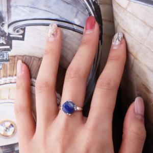 Anneau en argent sterling 925 pour femmes, pierres précieuses naturelles, flocons de neige, lapis lazuli, bijoux - Product Image 5