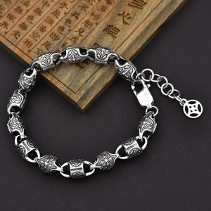 Taiwan Men's <b>Sterling</b> <b>Silver</b> <b>Beaded</b> <b>Bracelets</b> with Zircon Trendy Gift Jewelry - Product Image 3