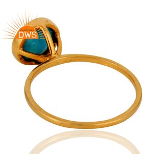 Classic Matrix <b>Turquoise</b> Gemstone <b>Ring</b> 9 Carat Solid Yellow <b>Gold</b> Engagement <b>Ring</b> Jewelry Manufacturer Vintage Collection - Product Image 3