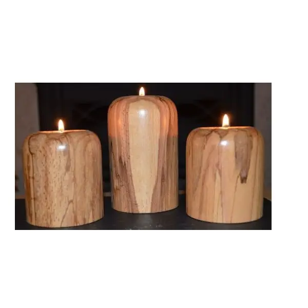 Portavelas de madera con forma redonda, decoración rústica de bodas, luz de té, venta al por mayor