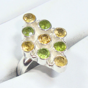 Peridoto verde estampado plata 925 muchas piedras bisel ajuste alto pulido estilo indio anillo eternidad vermeil mujeres piedras preciosas anillo - Product Image 4