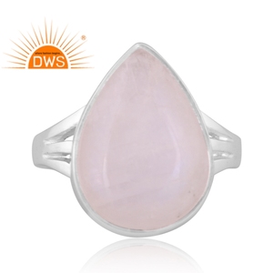 Anillo apilable de piedra lunar arcoíris de plata esterlina diseño hecho a mano fabricante de joyería - Product Image 2