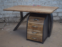 Bureau d'ordinateur en bois et métal de style antique indien rustique vintage industriel en gros, meubles de bureau à domicile durables, utilisation scolaire, cuisine, étude