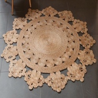 Jute Geflochtene Blume Gänseblümchen rund Hand genähter Teppich Runder dekorativer Wohnzimmer Wohnkultur Teppich