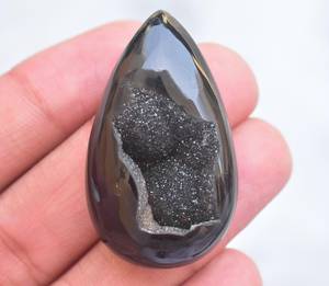 หินโมราสีดำ Druzy,หินขัดธรรมชาติสำหรับสามีของขวัญโมราสีดำจี้อัญมณีดรูซี่ - Product Image 2
