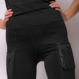 Collants d'équitation pour femmes, noir, couleur unie, pantalon hippique, montr Marlon, poignée complète, dames, dernière mode - Product Image 4