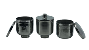 Pot de bougie martelé en métal, 30 pièces, finition en nickel noir, pour décoration de maison et de mariage, à utiliser avec couvercle - Product Image 2