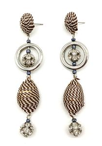 Pendientes acrílicos de mimbre con estilo geométrico étnico, redondos, multicolor, de paja trenzada - Product Image 4