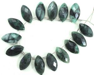 ชุดลูกปัด Briolette ทรงมรกตสีเขียวธรรมชาติสูง15ชิ้นลูกปัดพลอยสำหรับทำเครื่องประดับ - Product Image 1