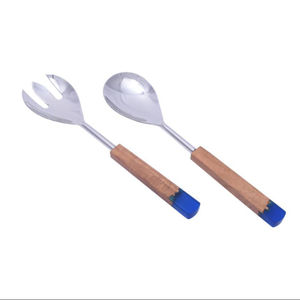 Ensemble de 2 couverts à salade en acier inoxydable avec poignées en résine et ensemble de couverts au meilleur design pour le dîner et le déjeuner - Product Image 1
