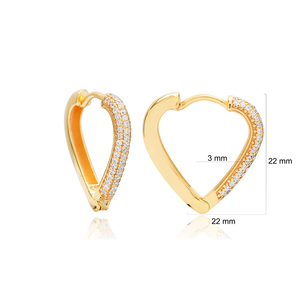 Boucles d'oreilles en pierre Zircon blanc, Design de cœur, classique, turc, vente en gros, bijoux en argent Sterling 925 - Product Image 2
