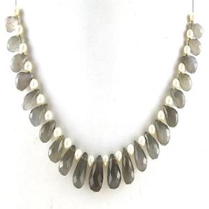 Haute qualité 1 brin naturel gris pierre de lune Micro perles de larme à facettes pierres précieuses en vrac pour la fabrication de bijoux faits à la main - Product Image 1