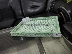 New Arrival Bone-Inlay Kitchen Tray Handmade Rectangle Shape in <b>Mother</b> of Pearl Color for Hotels Restaurants and Eid Serving - Product Image 6
