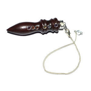 Pendules en bois sculpté de bonne qualité avec cabochons de chakra : Pendules en bois sculpté avec cabochons de chakra à vendre - Product Image 1