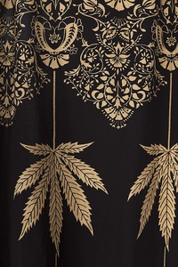 Noir et or belle feuille imprimé 100% coton tringle à rideau poche gauche et droite Biparting ouvert 90x100 pouces rideaux de maison - Product Image 4