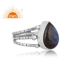 Newly Designer Oxidized Sterling Silver Natural <b>Labradorite</b> Gemstone Spiral <b>Ring</b> Jewelry Manufacturer - Product Image 3