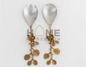 פרפר סקופ מעצב הגשת זהב מפואר עלה סכו"ם - Product Image 6