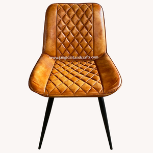 Silla Moderna de Estilo Industrial Indio, Fabricada a Mano con Hierro y Cuero Genuino de Cabra, Ecológica y Duradera, para Restaurantes y Hoteles - Product Image 3