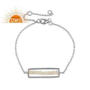 Wholesale 925 Sterling Fine <b>Silver</b> Frame <b>Beaded</b> Rainbow Moonstone Gemstone <b>Bracelet</b> Jewelry Wholesaler Gift's For Girl's - Product Image 1