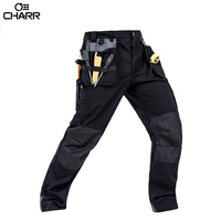 Pantalones de Trabajo Fluorescentes Transpirables Negros de Cintura Alta para Hombre con Bolsillos para Herramientas, Jeans Personalizables de Polialgodón