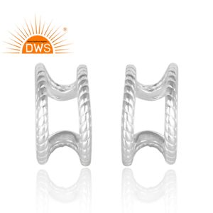 Indien martelé sculpté 925 argent fendu tige oreille manchette boucle d'oreille pour les femmes cadeau pour sa Collection classique - Product Image 1