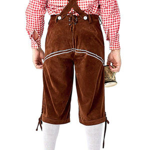 OEM หนังทำกางเกงขาสั้นบาวาเรียนสำหรับผู้ชายในสีน้ำตาลกวางหนังทำหนังวัวกางเกงขาสั้นทำในประเทศปากีสถาน - Product Image 6
