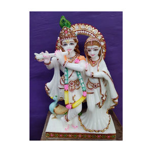 Escultura de mármol blanco hecha a mano, escultura de Krishna Radha - Product Image 1