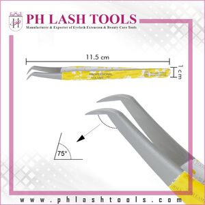 Pinzas de extensión de pestañas de diseño amarillo, acero inoxidable, alta calidad, punta estrecha, pinzas de extensión de pestañas recubiertas de papel - Product Image 2