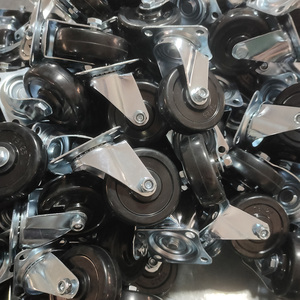 Nhiệm vụ ánh sáng 1inch 2inch xe đẩy bánh xe nhỏ 5/8 ren gốc Rắn cao su bánh xe giỏ hàng bánh xe với bên phanh - Product Image 6