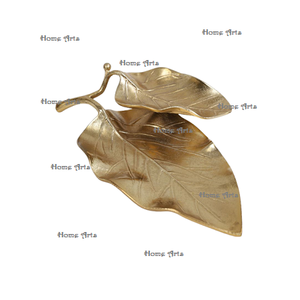 Plat de service exclusif de qualité feuille fait à la main en aluminium couleur or plat de service de dessert à un prix abordable - Product Image 1
