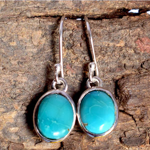 New Arrival 2024 Natural Arizona Turquoise Gemstone Pure <b>Solid</b> 925 Sterling <b>Silver</b> Oval Hook <b>Earrings</b> Fine Jewelry for Women - Product Image 2