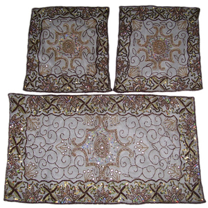 Hand Embroidered Decorative Dining <b>Table</b> <b>Cover</b> for Elegant Dining Room Decor - Product Image 2