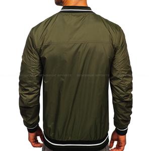 2021 blouson bombardier kaki léger de haute qualité pour hommes avec col montant et poches zippées Style décontracté personnalisé - Product Image 3