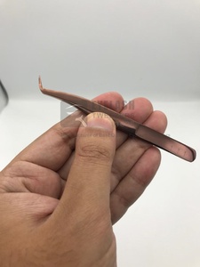 Rose vif japonais durable en acier inoxydable Logo personnalisé Volume Extension de cils pince à épiler Angle de 65 degrés botte mince - Product Image 4