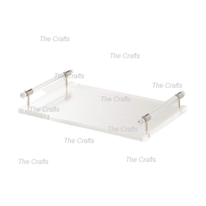 Bestest Design Bandeja de servicio de acrílico con asas de metal Bandeja de comida decorativa de forma cuadrada para uso en hoteles y utensilios de cocina - Product Image 4