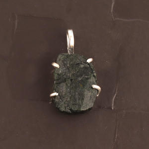 Pendentif en argent sterling 925 pour la fabrication de colliers, boucle de tourmaline, noir brut naturel, bonne qualité, nouvelle collection - Product Image 3