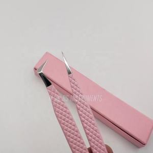 Pince à épiler d'extension de cils en acier inoxydable rose bébé de haute qualité enduite à bout pointu durable - Product Image 1