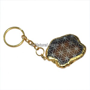 Agate Slab Carved Keychain | Gemstone Keyrings - Product Image 1