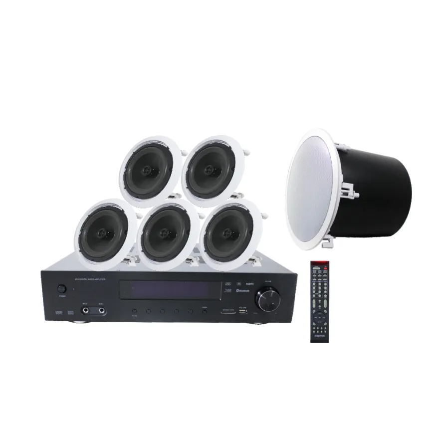 5.1 Sound Systeem Voor Home Cinema Tv Of Dvd Met High Power Blue Tooth Versterker En In Plafond Luidsprekers, subwoofer