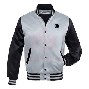 Grande taille en gros sur mesure Letterman Baseball hiver Satin vestes avec col montant imperméable et respirant - Product Image 2