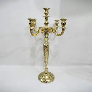 Esclusivo Design tradizionale unico candelabro specchio argento mosaico candelabro portacandele centrotavola mosaico oro mosaico