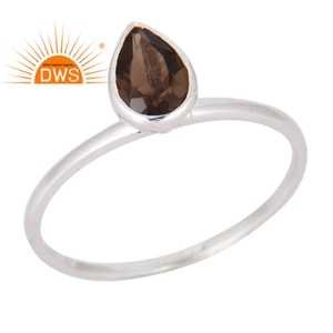 Anillo de GEMA de topacio ahumado para boda, venta al por mayor, hecho a mano, oro blanco de 9k sólido, proveedor de joyería - Product Image 1