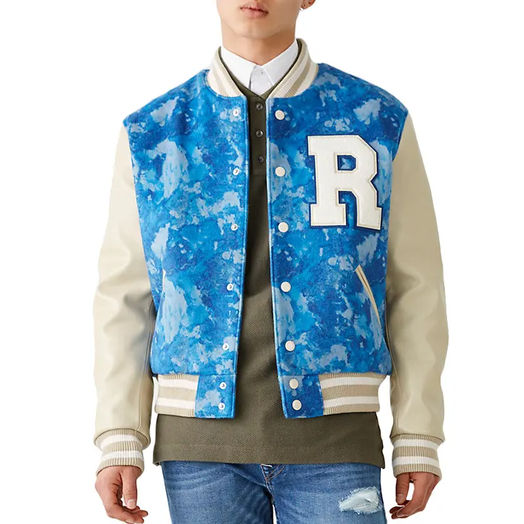 Unisex College-Schüler Baseball Letterman benutzer definierte Chenille Patchwork Winter Wolle Herren jacke