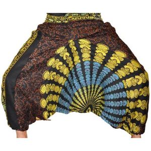 กางเกงฮาเร็มสำหรับผู้หญิงใส่ได้ทั้งชายและหญิงกางเกงเอวสูงทรงฮิปปี้ชุดเล่นโยคะชายหาดสไตล์โบฮีเมียนลำลองพิมพ์ลายพื้นเมืองกางเกงเอวกลางใส่สบาย - Product Image 4