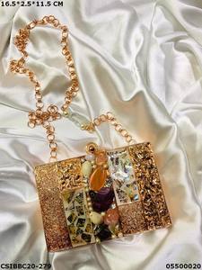 Bolso de noche de fregona de latón hecho a mano exclusivo de diseñador para damas, monedero de boda y fiesta con incrustaciones de nácar - Product Image 4