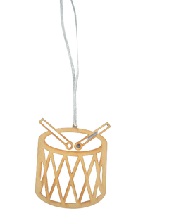 Woodd-ornamento colgante de trompeta de METAL, decoración de árbol de Navidad de madera de alta calidad, tambor colgante - Product Image 1