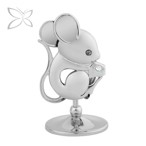 Crystocraft ตุ๊กตาโลหะรูปสัตว์หนู12ราศี,ของขวัญจีนฮวงจุ้ยของขวัญตัดคริสตัลสดใส